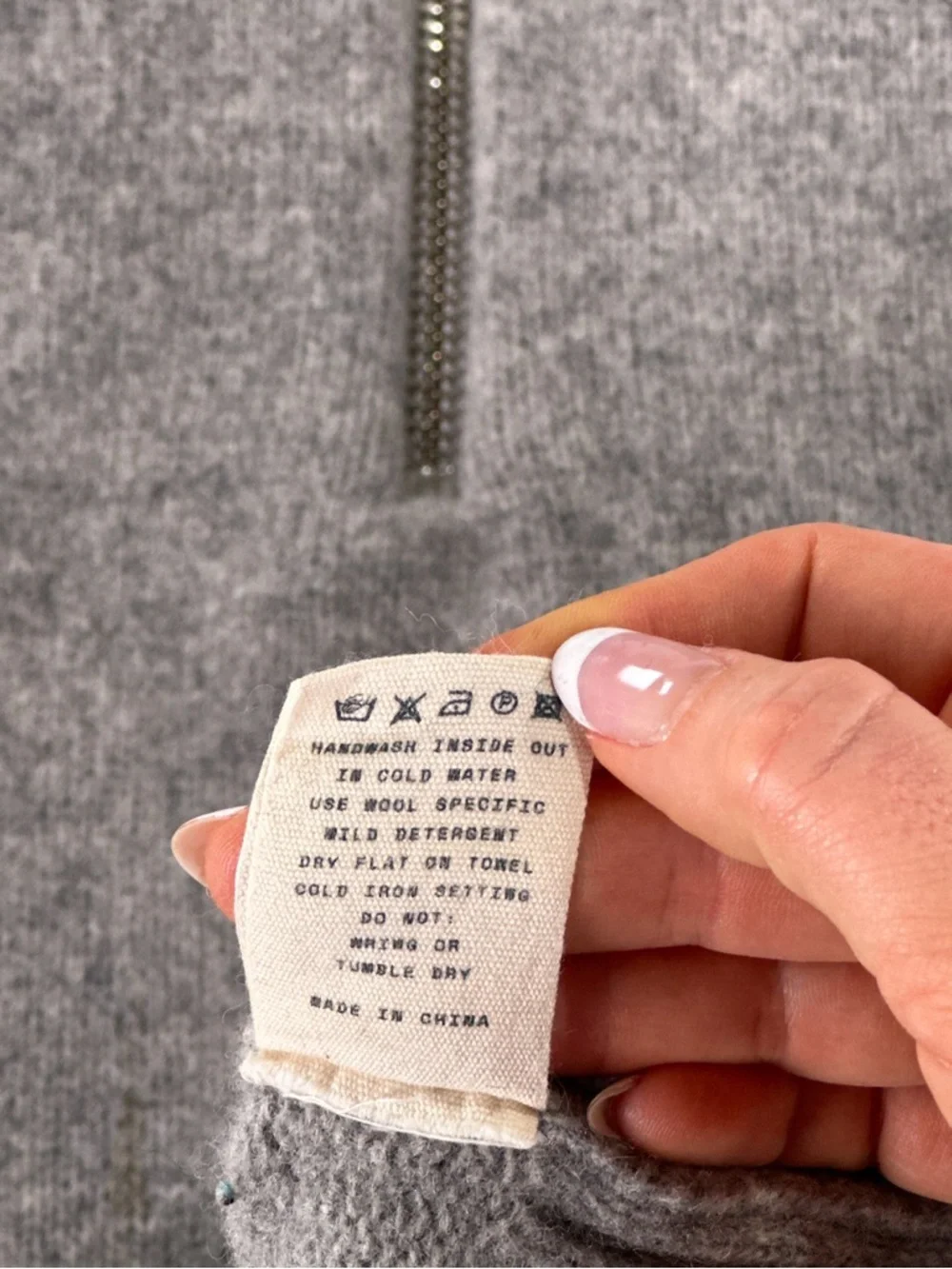 A Day's March Half Zip Sweater Mock Neck Lambswool Heather Grey Mens Large
